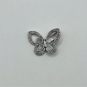 Butterfly Natural Rough Diamond Silver Pendant
